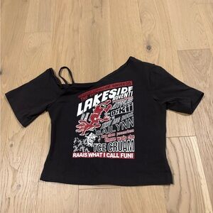 Black Graphic Crop Top